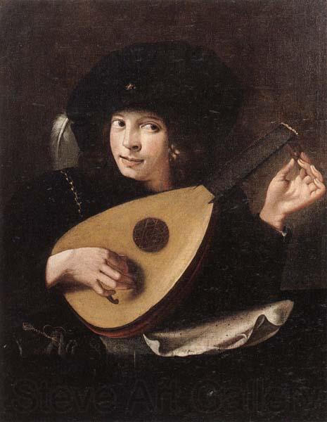 unknow artist A Young man tuning a lute